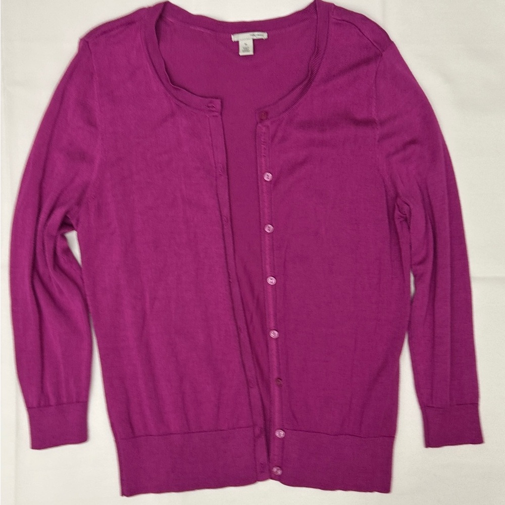 Halogen Fuchsia Button-Front Lightweight Cardigan